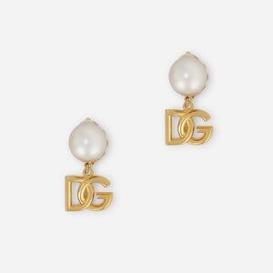 Dolce & Gabbana Logo & Pearl Earrings